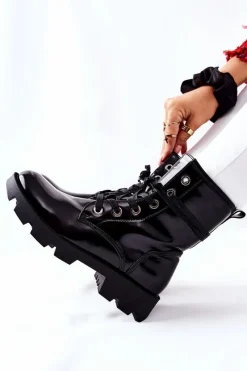 Hot Botki Damskie Workery Czarne Semope Damskie Damskie Trapery|Botki Sznurowane