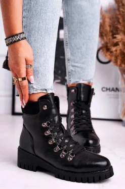 Botki Sznurowane|Czarne Botki><noscript><img width=