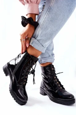 Botki Sznurowane|Czarne Botki><noscript><img width=