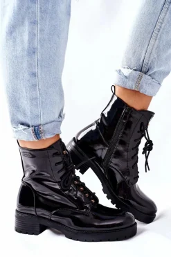 Botki Sznurowane|Czarne Botki><noscript><img width=