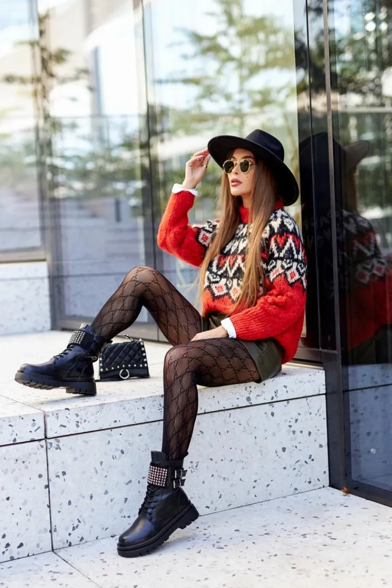 Botki Sznurowane|Czarne Botki>Evento Botki Damskie Workery Z Ćwiekami Czarne Eveis