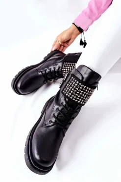 Botki Sznurowane|Czarne Botki><noscript><img width=