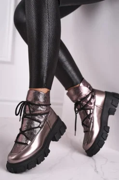 Czarne Botki|Botki Zimowe Damskie><noscript><img width=