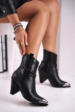 Sale Botki Damskie Wysokie Stalowy Nosek Czarne Eternally Damskie Botki Na Słupku|Czarne Botki