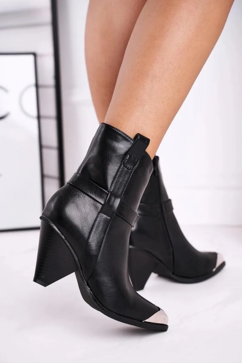 Sale Botki Damskie Wysokie Stalowy Nosek Czarne Eternally Damskie Botki Na Słupku|Czarne Botki