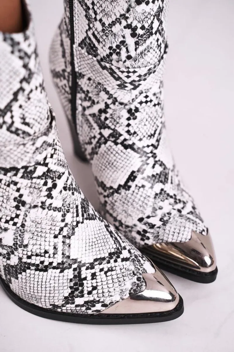 Botki Na Słupku|Czarne Botki>Boto Botki Damskie Wysokie Stalowy Nosek Snake Eternally