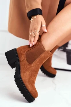 Czarne Botki|Botki Zimowe Damskie>Boto Botki Damskie Wysokie Sztyblety Sidamo Camel