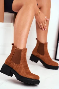Czarne Botki|Botki Zimowe Damskie>Boto Botki Damskie Wysokie Sztyblety Sidamo Camel