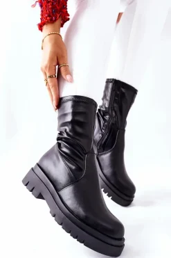 Czarne Botki|Botki Zimowe Damskie><noscript><img width=