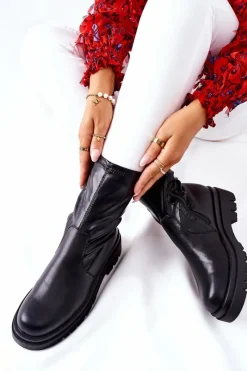 Czarne Botki|Botki Zimowe Damskie><noscript><img width=