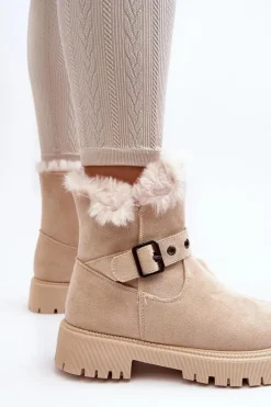 Clearance Botki Damskie Z Futerkiem Na Suwak Beżowe Morcos Damskie Damskie Trapery|Botki Zimowe Damskie