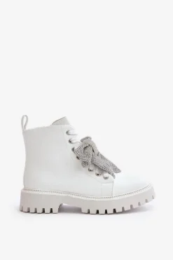 Clearance Botki Damskie Z Kokardą Białe Ocenttia Damskie Botki Sznurowane|Czarne Botki