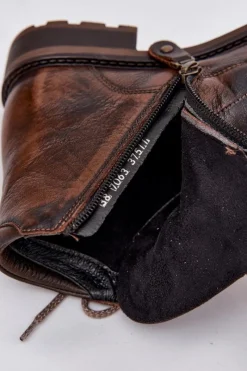 Maciejka Botki Damskie Z Naturalnej Skóry Na Płaskim Obcasie 07063-02 Brązowe