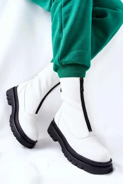 Clearance Evento Botki Damskie Z Suwakiem Białe Tierra