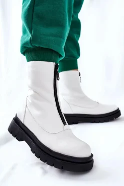 Clearance Evento Botki Damskie Z Suwakiem Białe Tierra