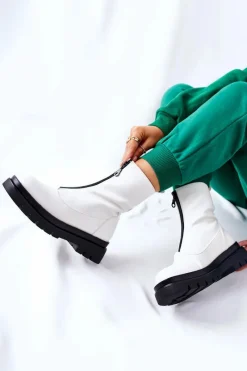 Clearance Evento Botki Damskie Z Suwakiem Białe Tierra