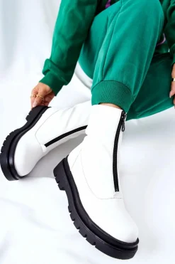 Clearance Evento Botki Damskie Z Suwakiem Białe Tierra