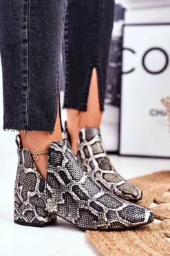 Clearance Boto Botki Damskie Z Wycięciami Skórzane Wężowe Visconi 2625804