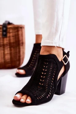 Hot Botki Damskie z Wycięciem Wiosenne Czarne Beyond Us Damskie Botki Wiosenne|Botki Na Słupku