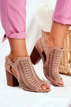 Discount Boto Botki Damskie z Wycięciem Wiosenne Beżowe Beyond Us