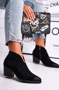 Botki Na Słupku|Czarne Botki>Buty damskie Vinceza Botki Damskie Z Wycięciem Czarne Best Choice