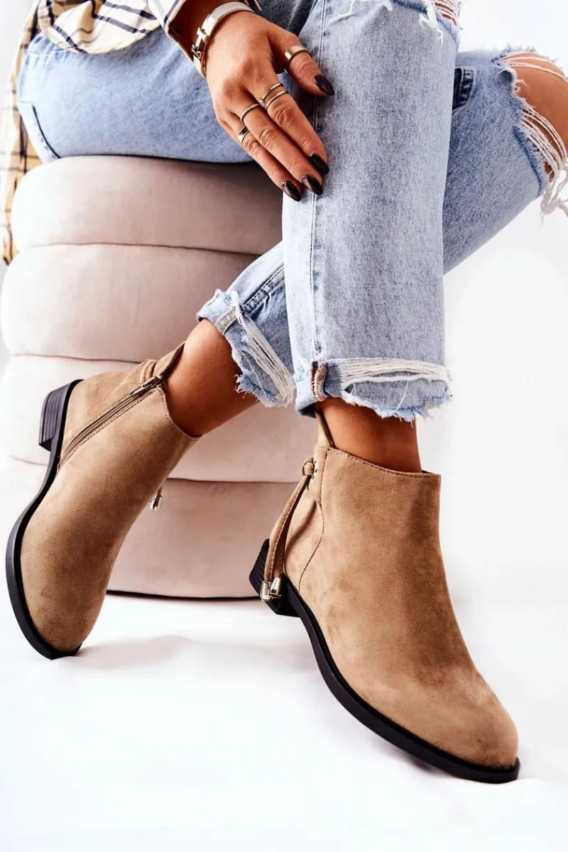 Clearance Botki Damskie Zamszowe Beżowe Numbero Damskie Czarne Botki|Botki Zimowe Damskie