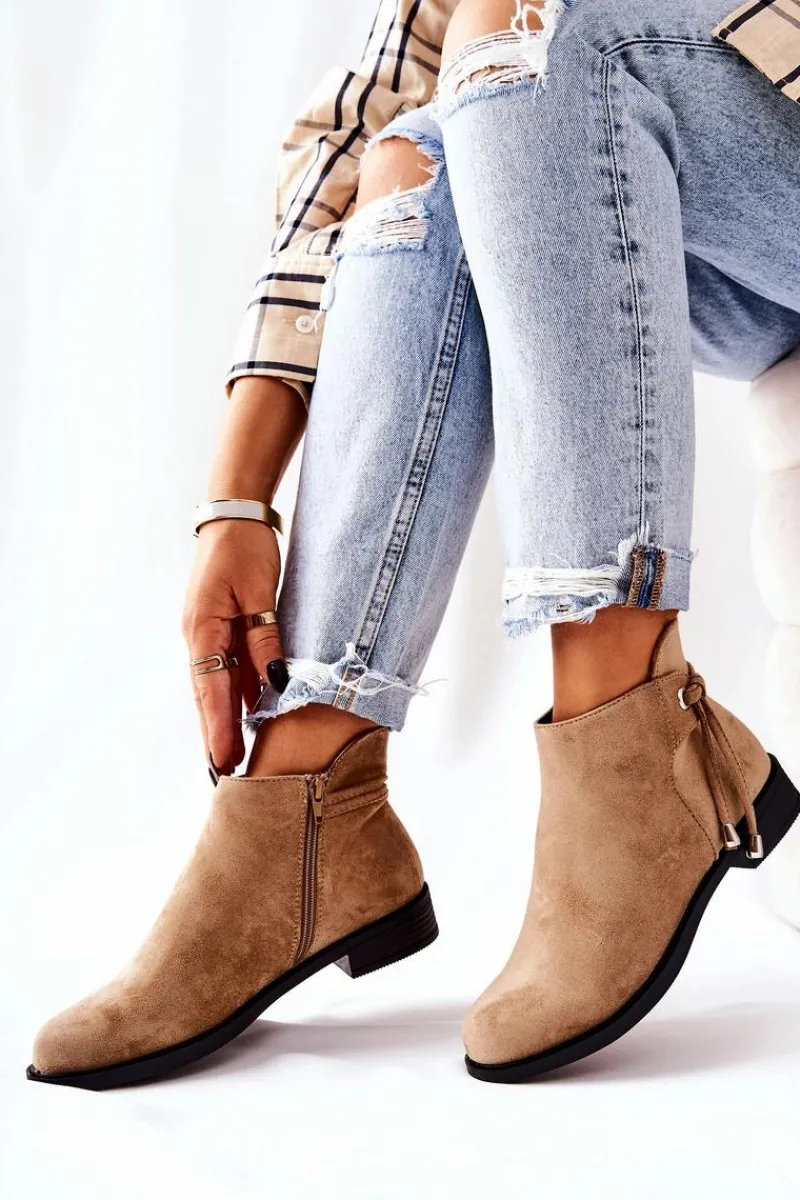 Clearance Botki Damskie Zamszowe Beżowe Numbero Damskie Czarne Botki|Botki Zimowe Damskie