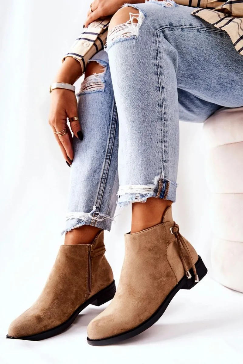 Clearance Botki Damskie Zamszowe Beżowe Numbero Damskie Czarne Botki|Botki Zimowe Damskie