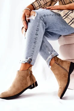 Clearance Botki Damskie Zamszowe Beżowe Numbero Damskie Czarne Botki|Botki Zimowe Damskie