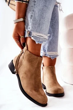 Clearance Botki Damskie Zamszowe Beżowe Numbero Damskie Czarne Botki|Botki Zimowe Damskie