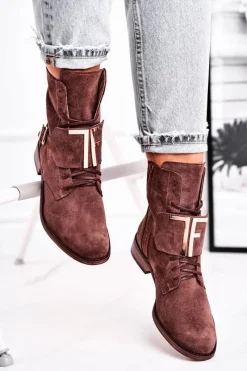 Botki Sznurowane|Brązowe I Beżowe Botki><noscript><img width=