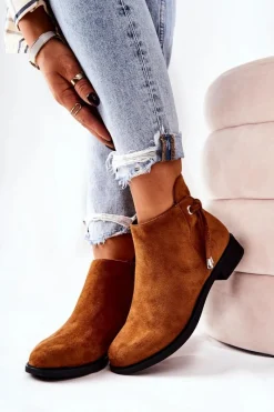 Botki Damskie Zamszowe Camel Numbero Damskie Czarne Botki|Botki Zimowe Damskie