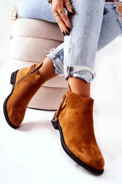 Botki Damskie Zamszowe Camel Numbero Damskie Czarne Botki|Botki Zimowe Damskie