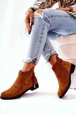 Botki Damskie Zamszowe Camel Numbero Damskie Czarne Botki|Botki Zimowe Damskie