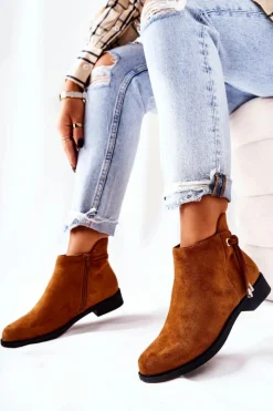 Botki Damskie Zamszowe Camel Numbero Damskie Czarne Botki|Botki Zimowe Damskie