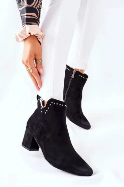 Sale Botki Damskie Zamszowe Czarne Brinlack Damskie Czarne Botki|Botki Zimowe Damskie