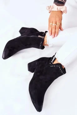 Sale Botki Damskie Zamszowe Czarne Brinlack Damskie Czarne Botki|Botki Zimowe Damskie