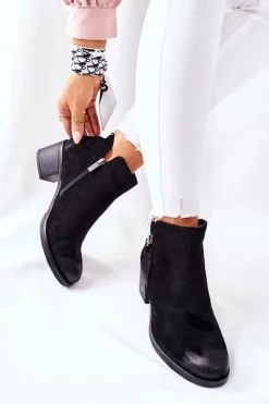 Clearance Botki Damskie Zamszowe Czarne Bellarena Damskie Czarne Botki|Botki Zimowe Damskie