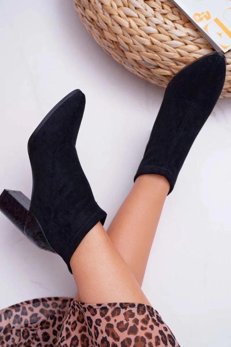 Sale Botki Damskie Zamszowe Na Słupku Czarne Ferrous Damskie Botki Na Słupku|Brązowe I Beżowe Botki