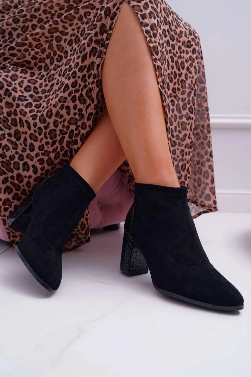 Sale Botki Damskie Zamszowe Na Słupku Czarne Ferrous Damskie Botki Na Słupku|Brązowe I Beżowe Botki