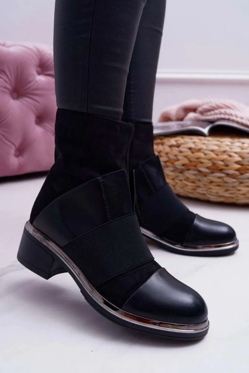 Clearance Botki Damskie Zamszowe Z Gumką Czarne Mange Damskie Botki Zimowe Damskie|Botki Zamszowe