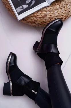 Clearance Botki Damskie Zamszowe Z Gumką Czarne Mange Damskie Botki Zimowe Damskie|Botki Zamszowe