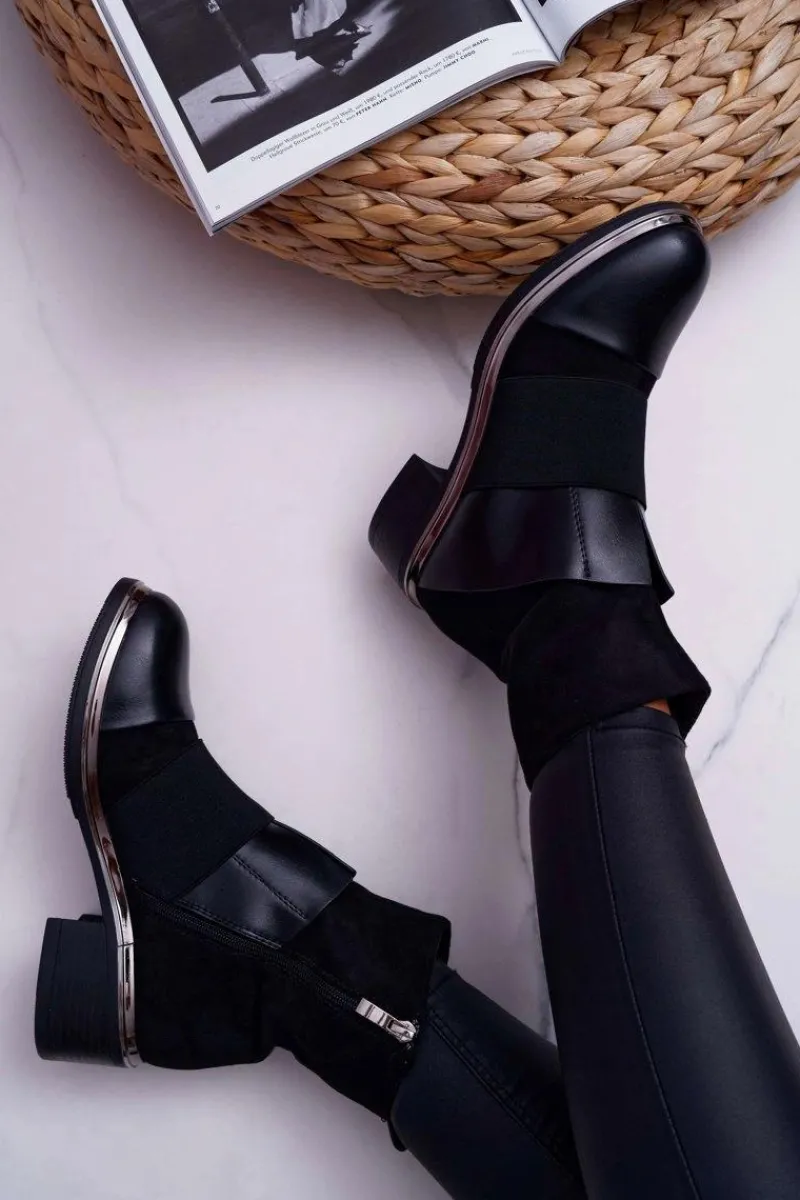 Clearance Botki Damskie Zamszowe Z Gumką Czarne Mange Damskie Botki Zimowe Damskie|Botki Zamszowe