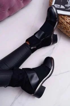 Clearance Botki Damskie Zamszowe Z Gumką Czarne Mange Damskie Botki Zimowe Damskie|Botki Zamszowe