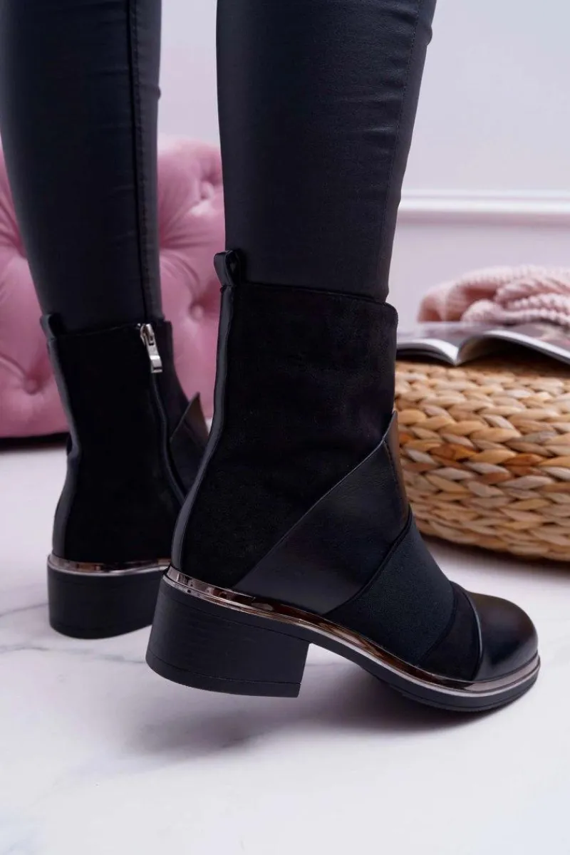 Clearance Botki Damskie Zamszowe Z Gumką Czarne Mange Damskie Botki Zimowe Damskie|Botki Zamszowe