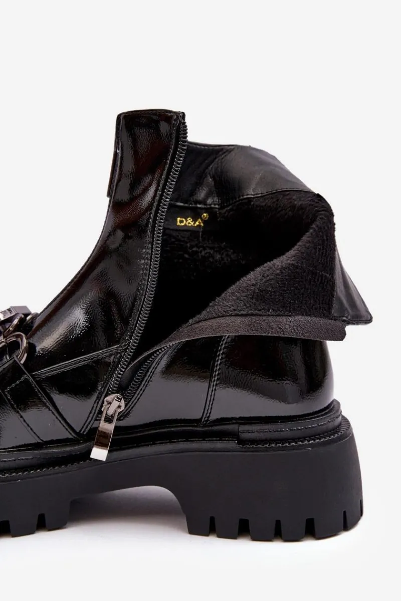 Botki Ocieplane|Czarne Botki>Damskie buty S.Barski Botki Damskie Ze Skarpetą Na Obcasie D&A MR870-41 Czarne Czarny