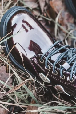 New Botki Dziecięce Lakierowane Z Ozdobami Bordowe Adete Dzieci Dziewczęce