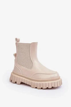 Hot Botki Dziecięce Na Suwak Ocieplane Beżowe Jolynn Dzieci Dziewczęce