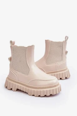Hot Botki Dziecięce Na Suwak Ocieplane Beżowe Jolynn Dzieci Dziewczęce