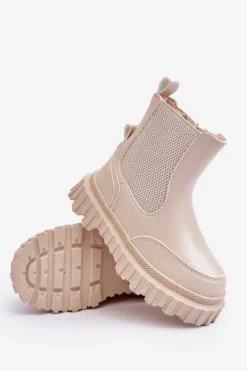 Hot Botki Dziecięce Na Suwak Ocieplane Beżowe Jolynn Dzieci Dziewczęce